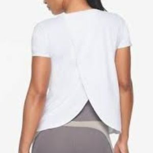 ATHLETA SUNLOVER SS WHITE Tee, Tulip Back, MP